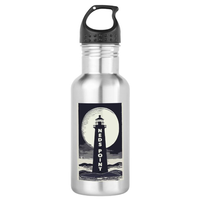 Ned's Point Lighthouse Massachusetts Moon Stainless Steel Water Bottle (Front)