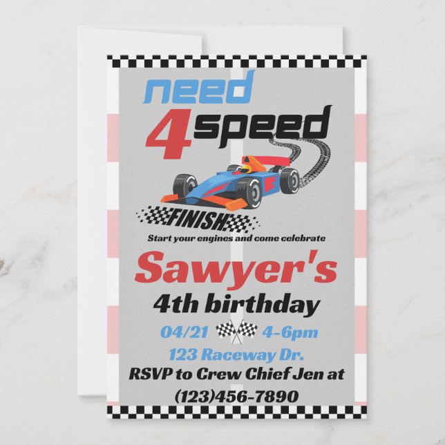 Need 4 Speed Birthday Invitation (Front)