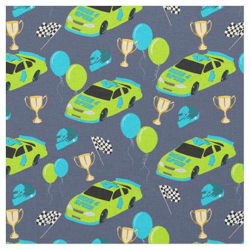 Need 4 Speed Race Car Boys 4th Birthday Party Fabric