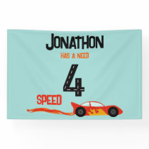 Need 4 speed racecar fourth birthday party banner
