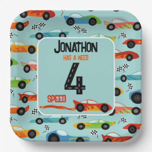 Need 4 speed racecar fourth birthday party paper plates