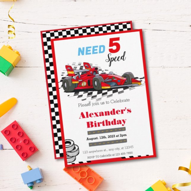 Need 5 Speed Red Race Car Invitation (Creator Uploaded)