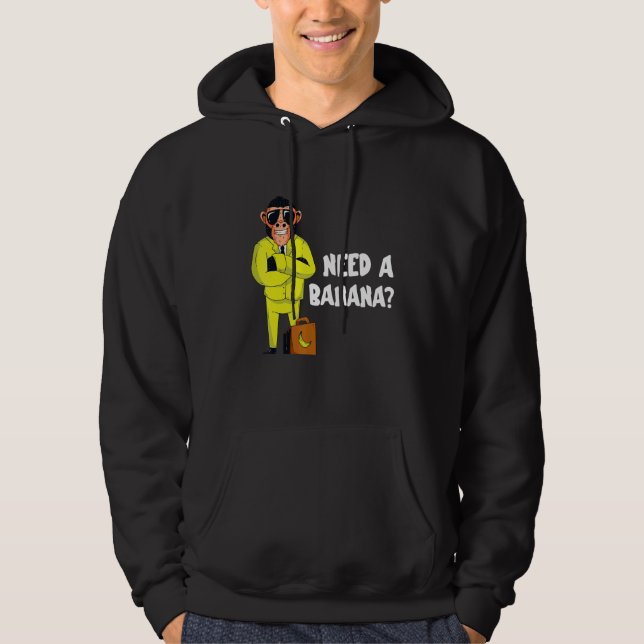 Need A Banana Monkey Suitcase Vegan Food Banana Fr Hoodie (Front)