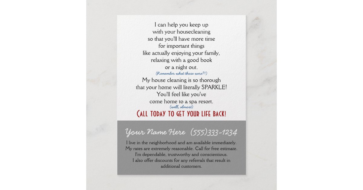 Need a House Cleaner? Custom marketing flyer | Zazzle.com