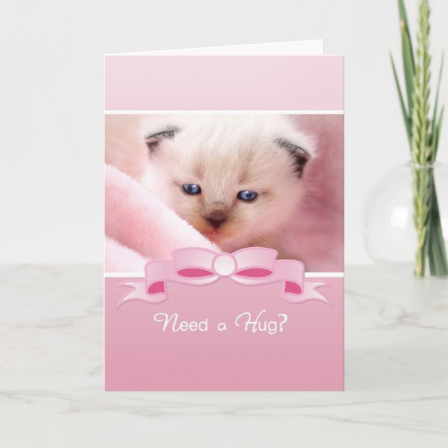 Need A Hug, Siamese Kitten, Friend Encouragement Card (Front)