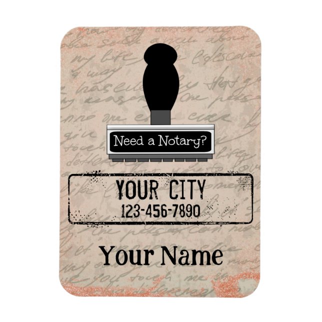 Need a Notary Rubber Stamp Customized Name Phone Magnet (Vertical)