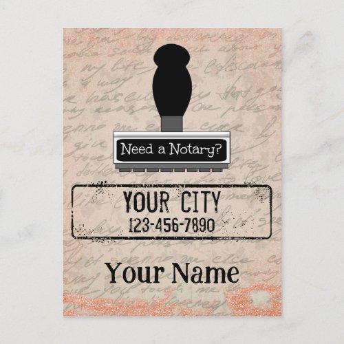Need a Notary Rubber Stamp Customized Name Phone Postcard