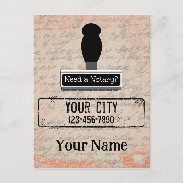Need a Notary Rubber Stamp Customized Name Phone Postcard (Front)