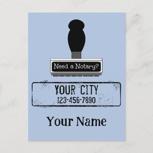 Need a Notary Rubber Stamp Customized Name Phone Postcard