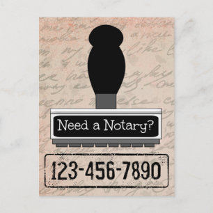 Need a Notary Rubber Stamp with Phone Number Postcard