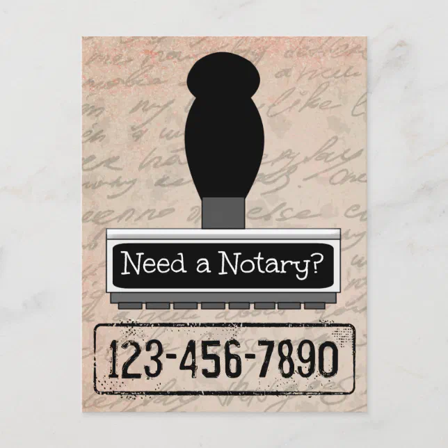 Need a Notary Rubber Stamp with Phone Number Postcard Zazzle