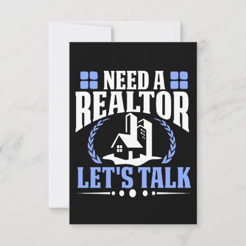 Need a Realtor Lets Talk Real Estate Agent Sale Card