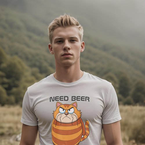 Need Beer  Coffee Whiskers Drooping Cat T_Shirt