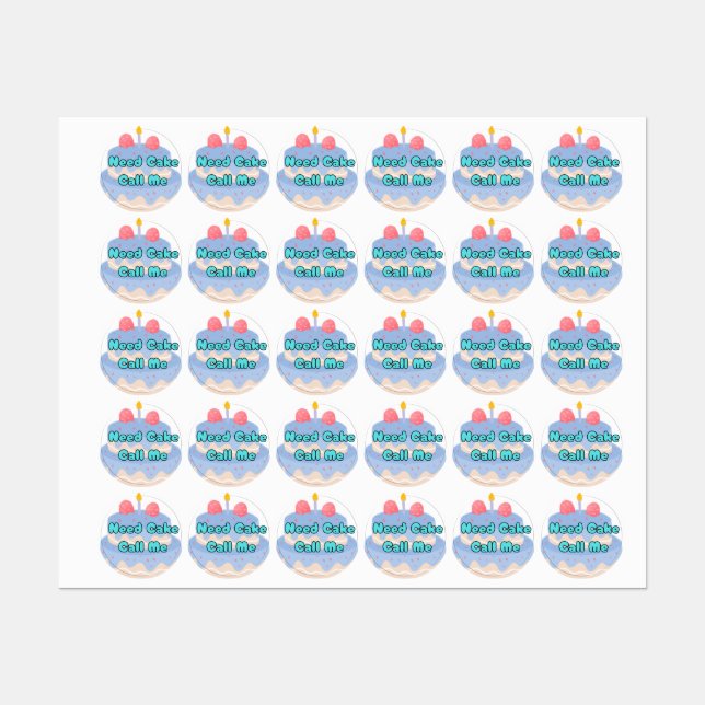 Need Cake Cool Stikers  Labels (Sheet)