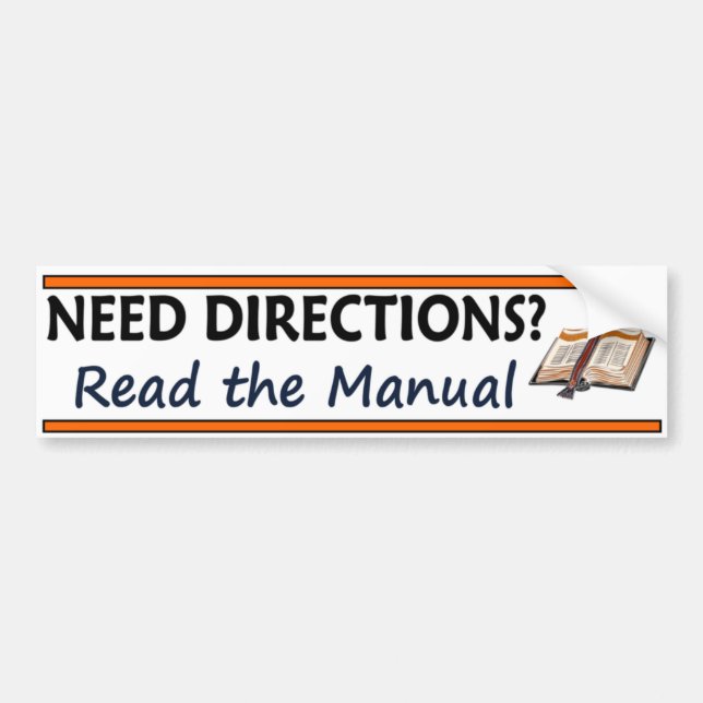 Need Directions?  Read the Manual Funny Bible Bumper Sticker (Front)
