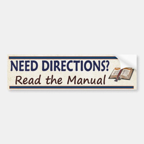 Need Directions  Read the Manual Funny Bible Bumper Sticker