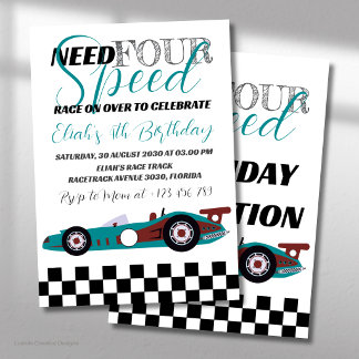 Need for Speed Birthday Race Car Party Invitation