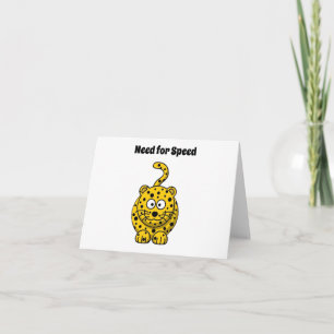 Need for Speed, Funny Cheetah Cartoon Cat Design Card