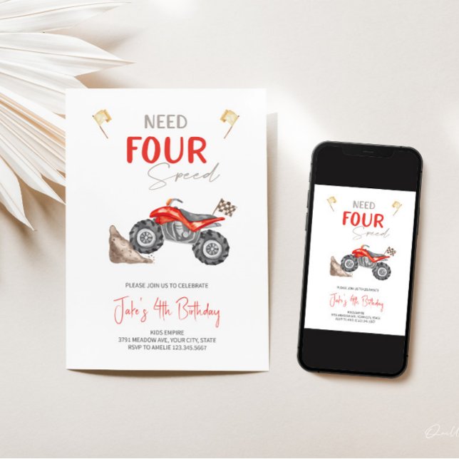 Need FOUR Speed 4 Wheeler Quad Bike Invitation  (Creator Uploaded)