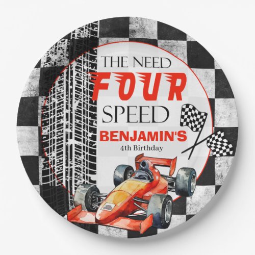 Need Four Speed 4th Birthday Paper Plates