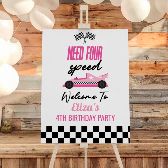 Need Four Speed 4th Birthday Party Welcome Sign (Creator Uploaded)
