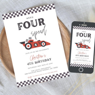 Need FOUR Speed Birthday Invitation Template 4th 