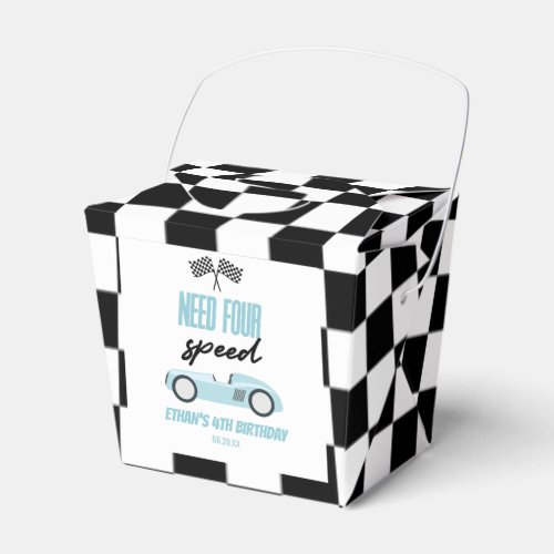 Need Four Speed Blue Race Car 4th Birthday Party Favor Boxes