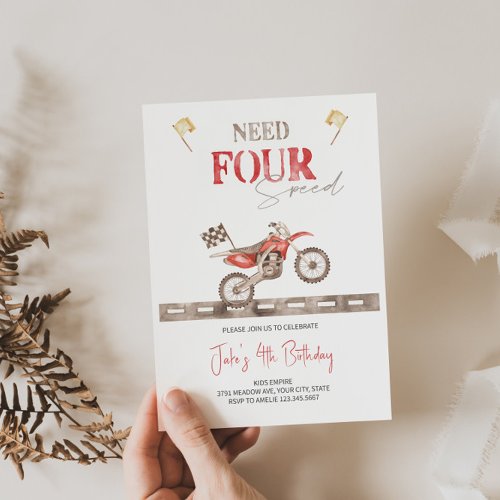 Need FOUR Speed Dirt Bike Birthday Invitation 