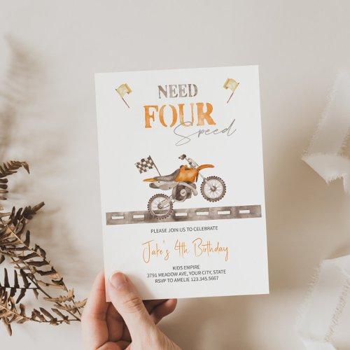 Need FOUR Speed Dirt Bike Birthday Invitation 