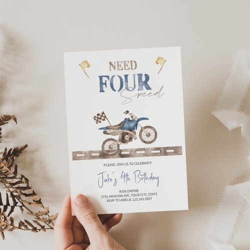 Need FOUR Speed Dirt Bike Birthday Invitation 