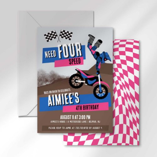 Need Four Speed Dirt Bike Birthday Invitation