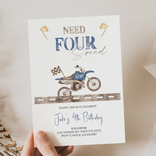Need FOUR Speed Dirt Bike Birthday Invitation