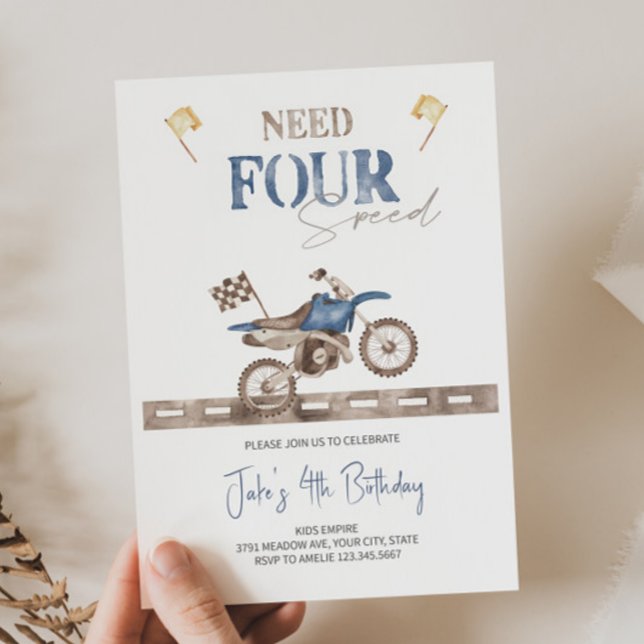 Need FOUR Speed Dirt Bike Birthday Invitation  (Creator Uploaded)