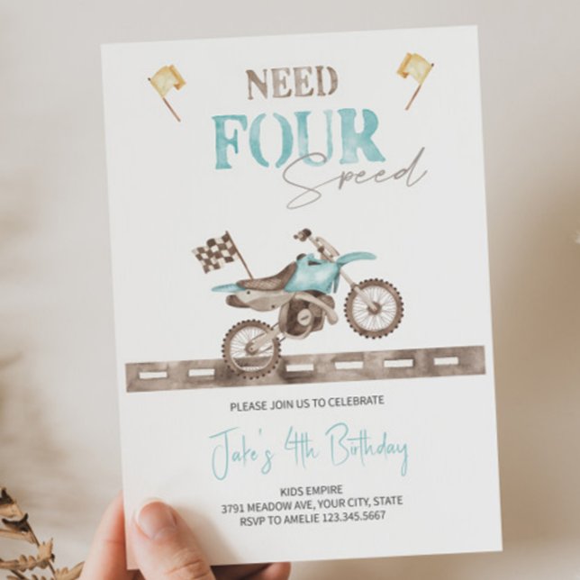 Need FOUR Speed Dirt Bike Birthday Invitation  (Creator Uploaded)