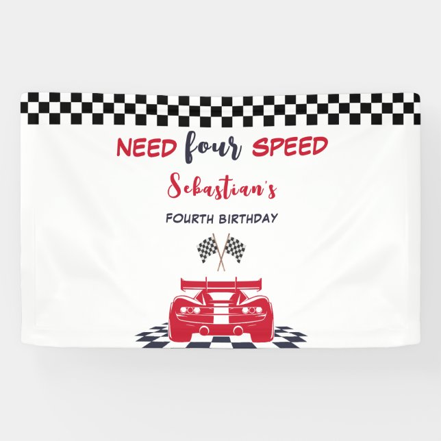 Need four speed fourth kids birthday banner (Horizontal)
