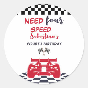 Need four speed fourth kids birthday classic round sticker