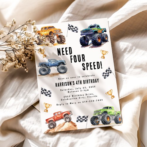 Need Four Speed Monster Trucks 4th Birthday Party
