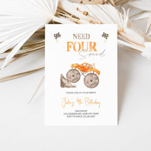 Need FOUR Speed Orange Monster Truck Invitation