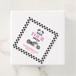 Need Four Speed Pink Heavy Bike Fourth Birthday Favor Tags