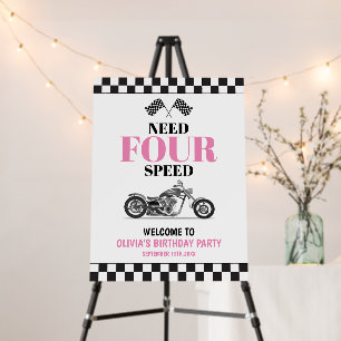 Need Four Speed Pink Heavy Bike Fourth Birthday  Foam Board