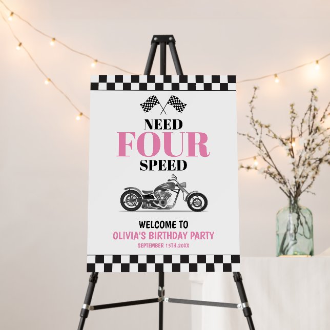 Need Four Speed Pink Heavy Bike Fourth Birthday  Foam Board (In Situ (Stand))