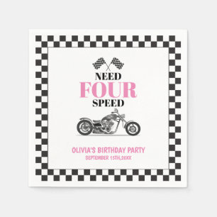 Need Four Speed Pink Heavy Bike Fourth Birthday Napkins