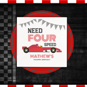 Need Four Speed Race Car 4th Birthday Party  Napkins