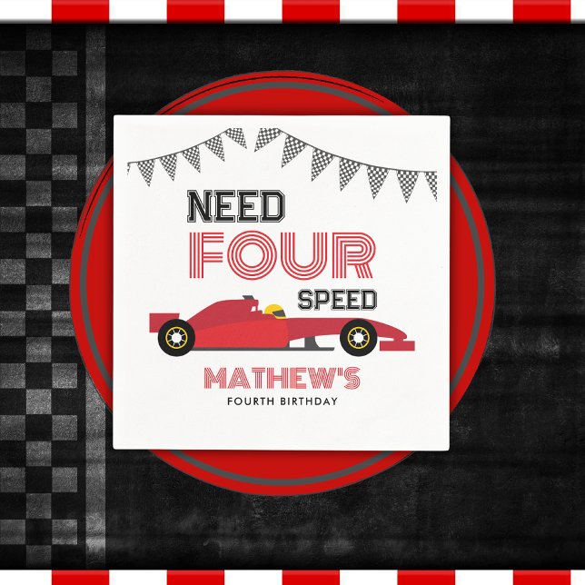 Need Four Speed Race Car 4th Birthday Party  Napkins (Creator Uploaded)