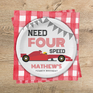 Need Four Speed Race Car 4th Birthday Party  Paper Plates