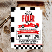 Need Four Speed Race Car Birthday Boy Invitation