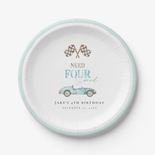 Need FOUR Speed Race Car Paper Plates