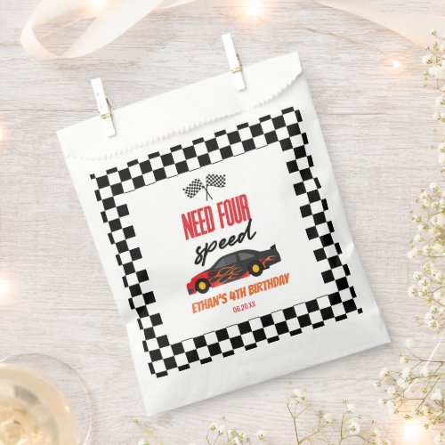 Need Four Speed Red Race Car 4th Birthday Party Favor Bag