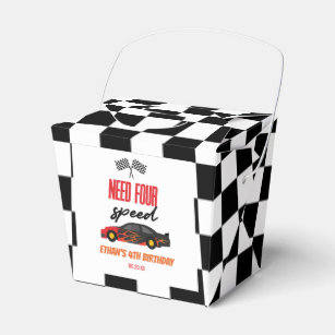 Need Four Speed Red Race Car 4th Birthday Party Favor Boxes