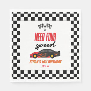 Need Four Speed Red Race Car 4th Birthday Party Napkins